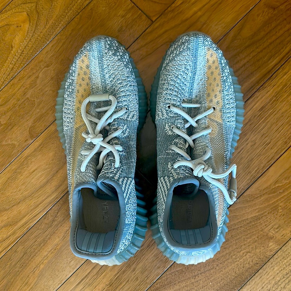 Yeezy Gray and Orange Athletic Sneakers